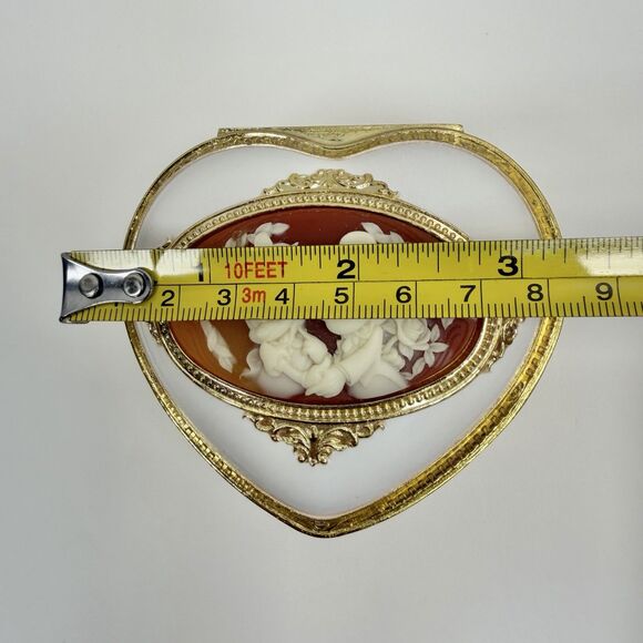 Disney Cameo Plate Mickey Minnie Heart Jewelry Box Music Box White & Gold W/ Box - Picture 15 of 17